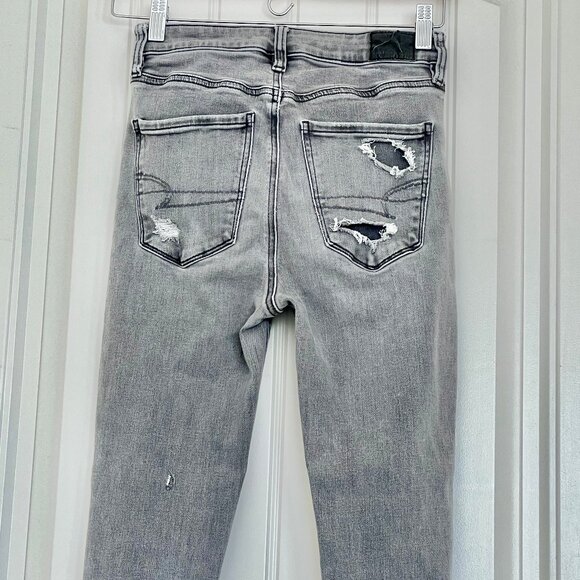 American Eagle Super High-Rise Jegging Distressed Gray Skinny Jean Size 2 - Picture 7 of 11